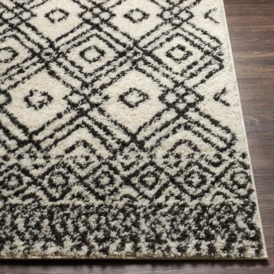 Surya Beni Shag Rug 6'7" X 9' In Black & Cream