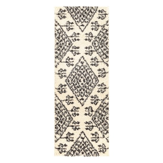 Surya Beni Shag Rug 2'7" X 7'3" In Black, Cream