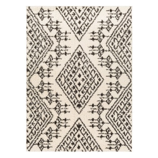 Surya Beni Shag Rug 5'3" X 7' In Black, Cream