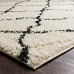 Surya Beni Shag Black And Cream Rug 5'3" X 7'