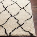 Surya Beni Shag Black And Cream Rug 7'10" X 10'