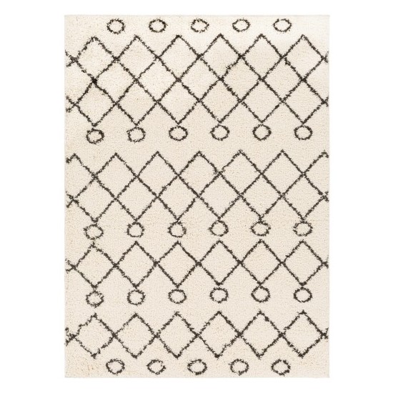 Surya Beni Shag Black / Cream Rug 5'3" X 7'