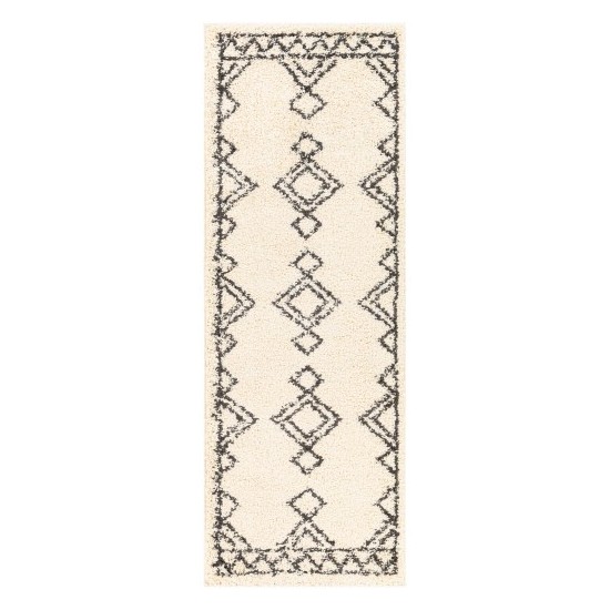 Surya Beni Shag Rug 2'7" X 7'3" - Black / Cream