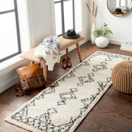 Surya Beni Shag Rug 2'7" X 7'3" - Black / Cream