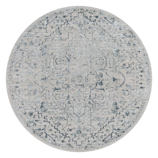 Surya Brunswick Rug 5'3" Round - Dusty Sage, Light Beige