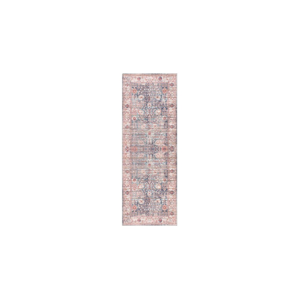 Surya Cobb Rug 2'7" X 12' - Red, Denim