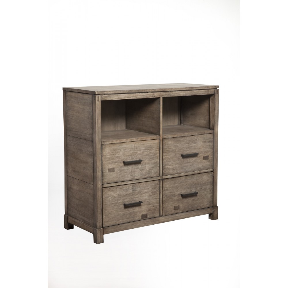 Alpine Furniture Sydney 4 Drawer TV Media Chest, Weathered Grey