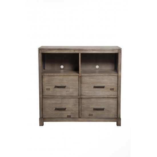 Alpine Furniture Sydney 4 Drawer TV Media Chest, Weathered Grey