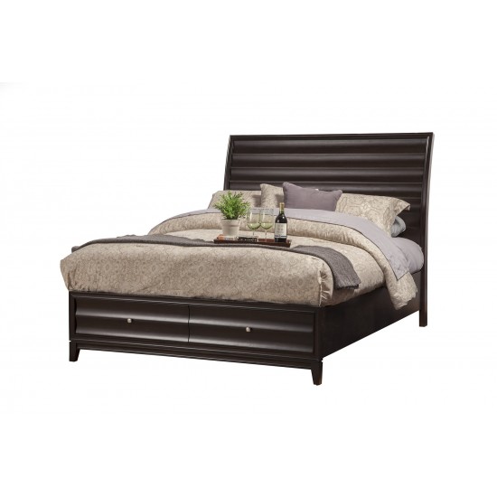 Alpine Furniture Legacy Queen Storage Bed with 2 Drawers, Black Cherry