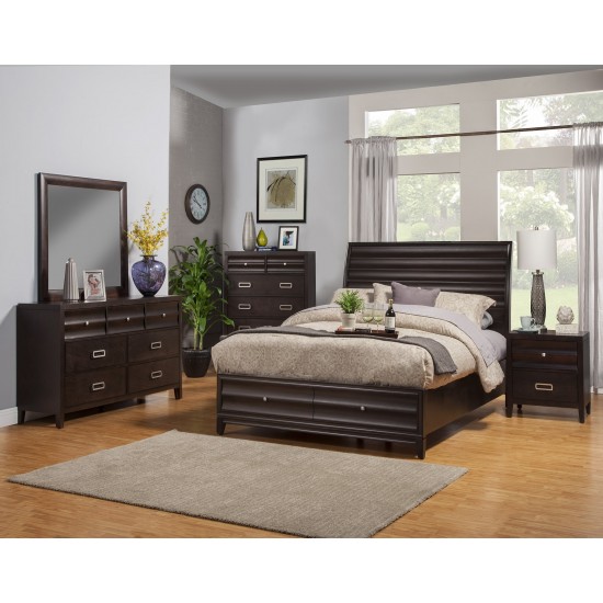 Alpine Furniture Legacy Full Size Storage Bed with 2 Drawers, Black Cherry