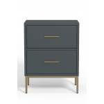 Alpine Furniture Madelyn Two Drawer Nightstand, Slate Gray