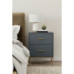 Alpine Furniture Madelyn Two Drawer Nightstand, Slate Gray