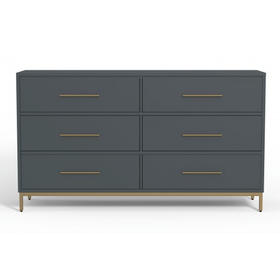 Alpine Furniture Madelyn Six Drawer Dresser, Slate Gray