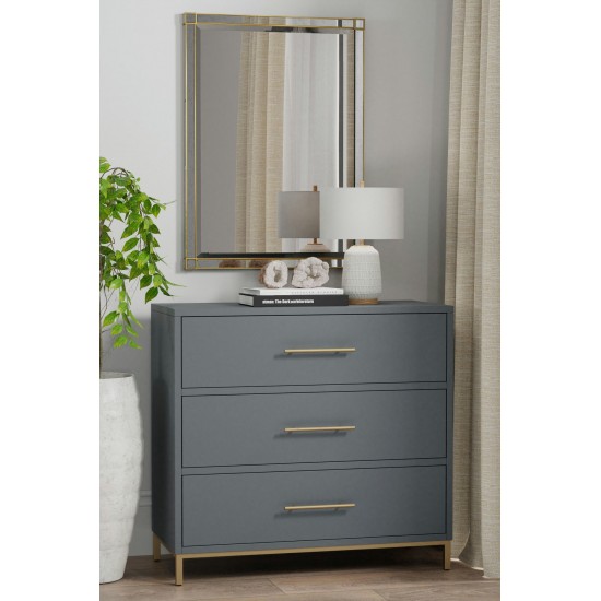 Alpine Furniture Madelyn Three Drawer Small Chest, Slate Gray