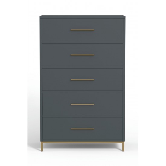 Alpine Furniture Madelyn Five Drawer Chest, Slate Gray