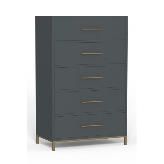 Alpine Furniture Madelyn Five Drawer Chest, Slate Gray