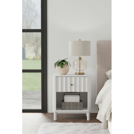 Alpine Furniture Stapleton 1 Drawer Nightstand, White