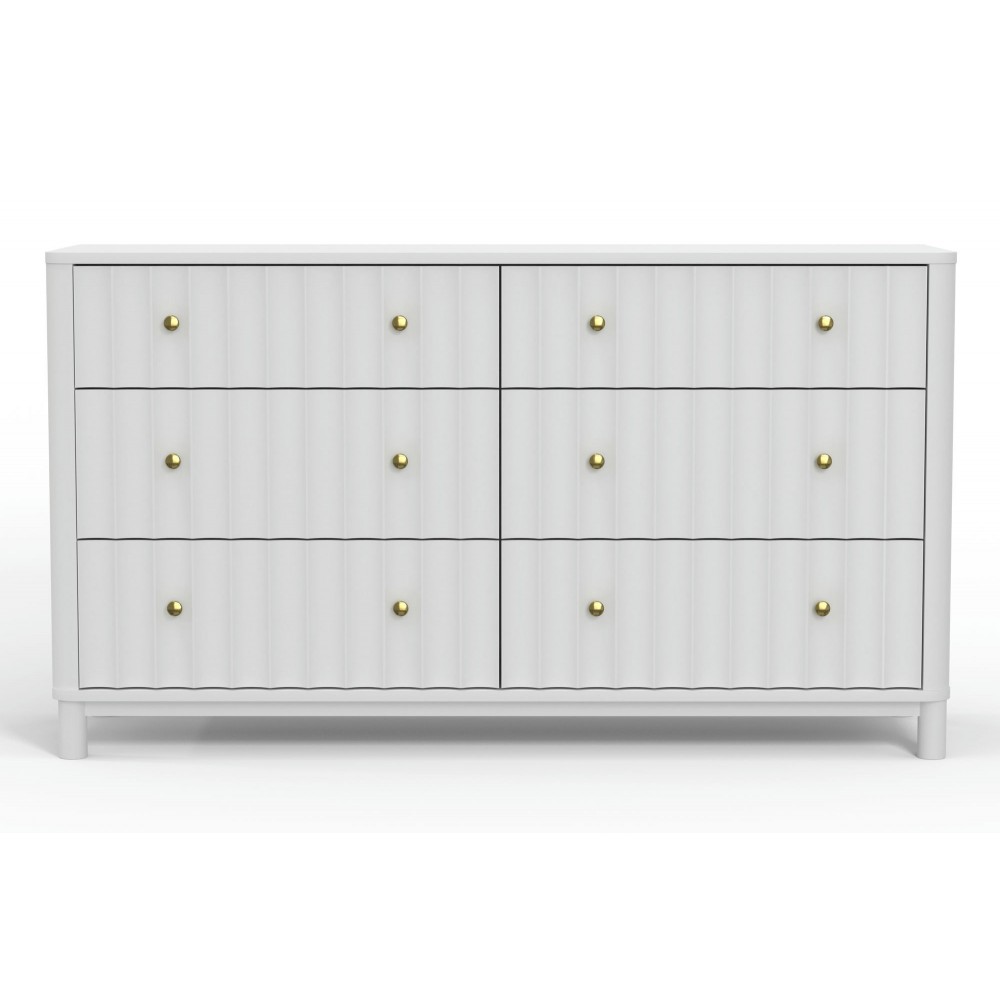 Alpine Furniture Stapleton 6 Drawer Dresser, White