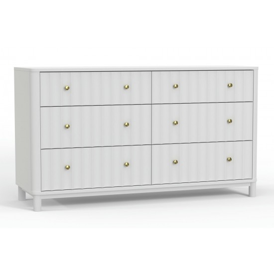 Alpine Furniture Stapleton 6 Drawer Dresser, White