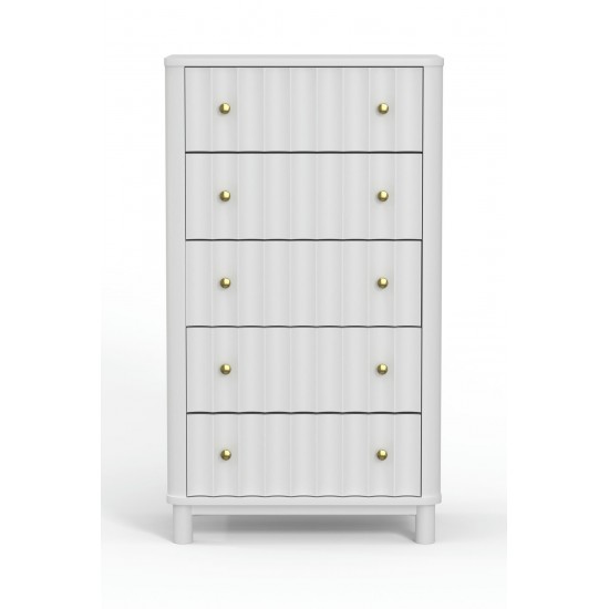 Alpine Furniture Stapleton 5 Drawer Chest, White