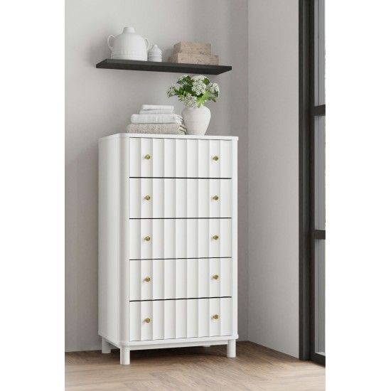 Alpine Furniture Stapleton 5 Drawer Chest, White