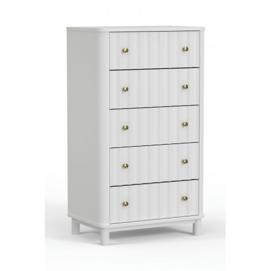 Alpine Furniture Stapleton 5 Drawer Chest, White