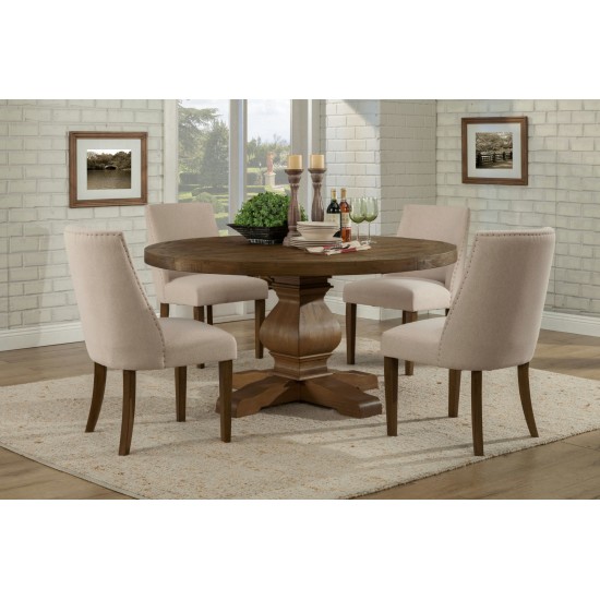 Alpine Furniture Kensington Round Solid Pine Dining Table, Walnut