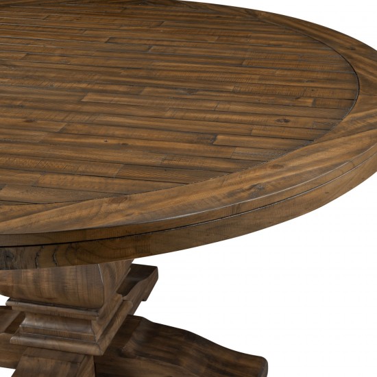 Alpine Furniture Kensington Round Solid Pine Dining Table, Walnut