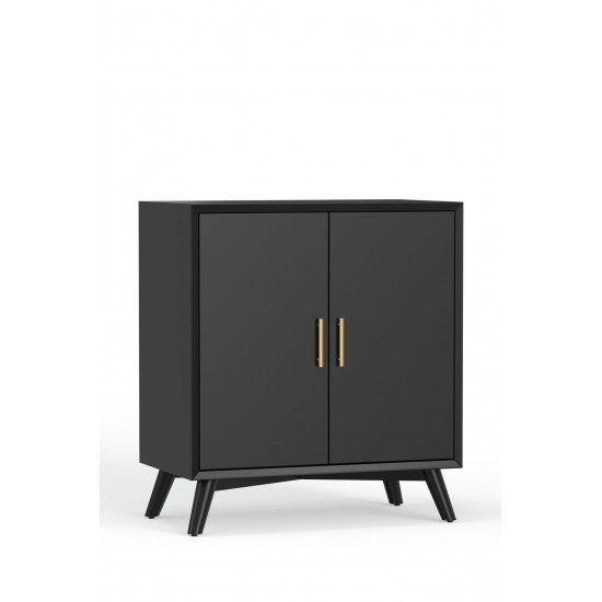 Alpine Furniture Flynn Small Bar Cabinet, Black