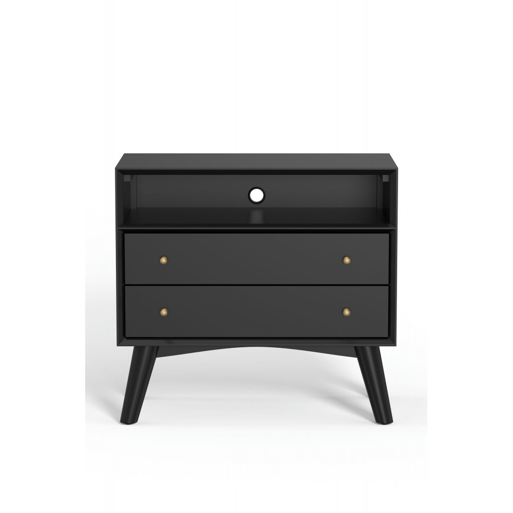 Alpine Furniture Flynn Large Nightstand, Black Alpine Furniture Flynn Large Nightstand, Black