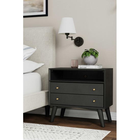 Alpine Furniture Flynn Large Nightstand, Black