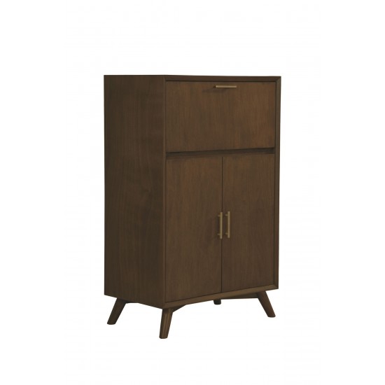 Alpine Furniture Flynn Large Bar Cabinet with Drop Down Tray, Walnut