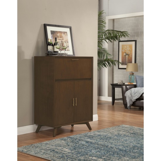 Alpine Furniture Flynn Large Bar Cabinet with Drop Down Tray, Walnut