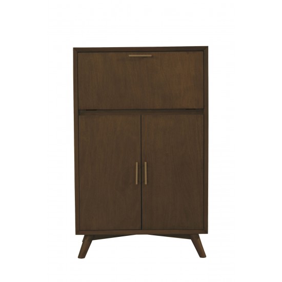 Alpine Furniture Flynn Large Bar Cabinet with Drop Down Tray, Walnut