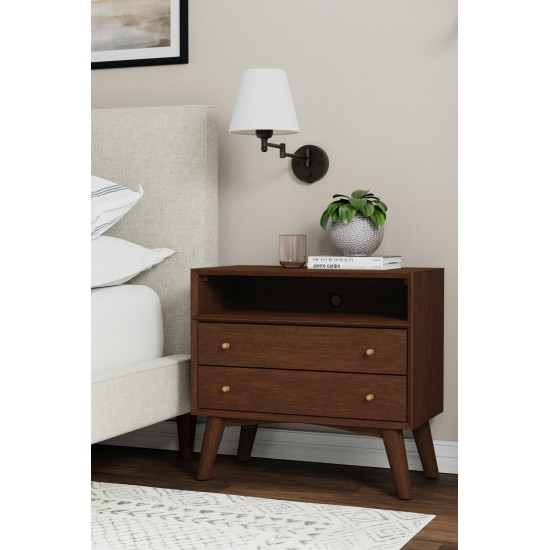 Alpine Furniture Flynn Large Nightstand, Walnut