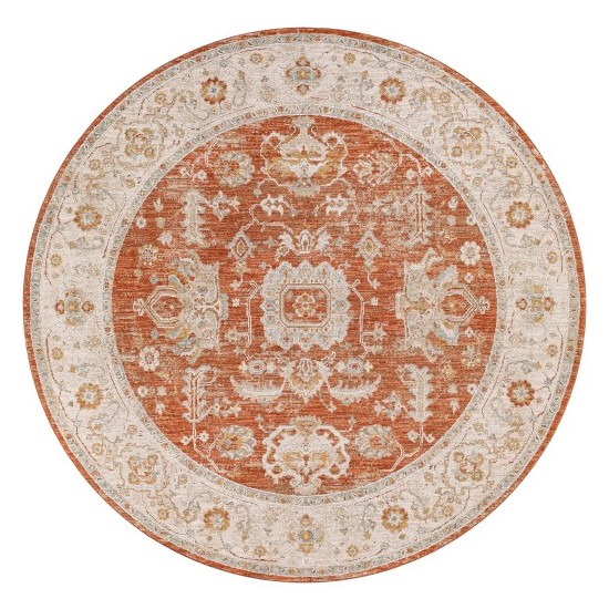 Surya Avant Garde Rug 5'3" Round - Brick Red, Mustard