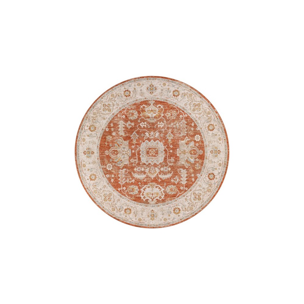 Surya Avant Garde Rug 5'3" Round - Brick Red, Mustard