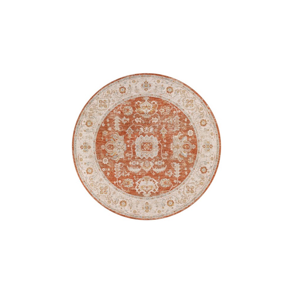 Surya Avant Garde Rug 7'10" Round - Brick Red, Mustard Surya Avant Garde Rug 7'10" Round - Brick Red, Mustard