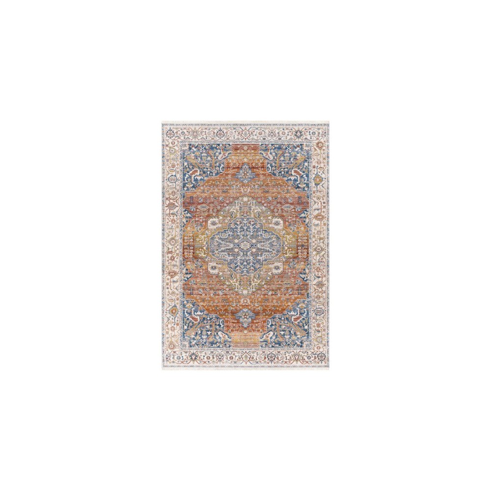 Surya Ephesians Dark Blue, Brick Red Rug 2' X 2'11"