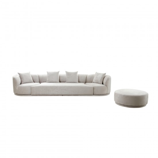 Pasargad Home Cielo Fabric Living Room 4 Pieces Sofa Set, Beige