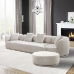 Pasargad Home Cielo Fabric Living Room 4 Pieces Sofa Set, Beige