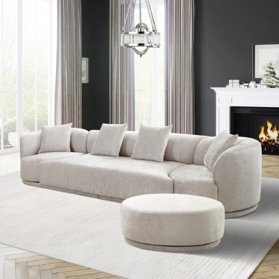 Pasargad Home Cielo Fabric Living Room 4 Pieces Sofa Set, Beige