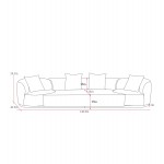 Pasargad Home Cielo Fabric Living Room 4 Pieces Sofa Set, Beige