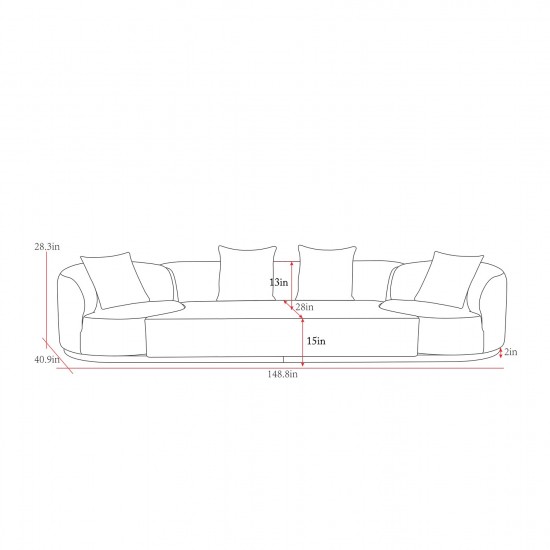 Pasargad Home Cielo Fabric Living Room 4 Pieces Sofa Set, Beige