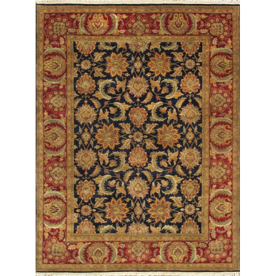 Pasargad Home Agra Collection Hand-Knotted Lamb's Wool Area Rug- 9'1" X 12'1"