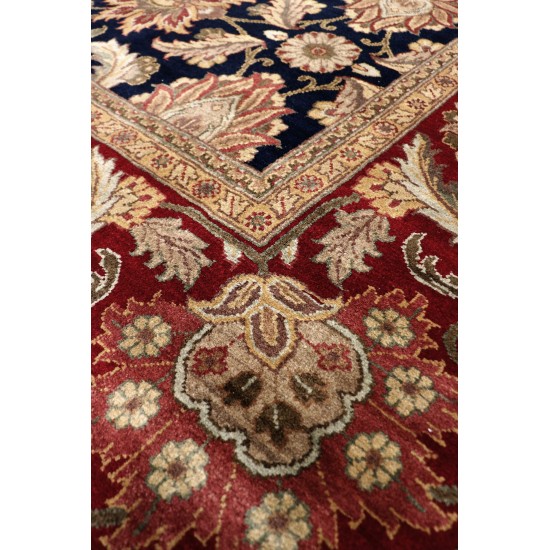 Pasargad Home Agra Collection Hand-Knotted Lamb's Wool Area Rug- 9'1" X 12'1"