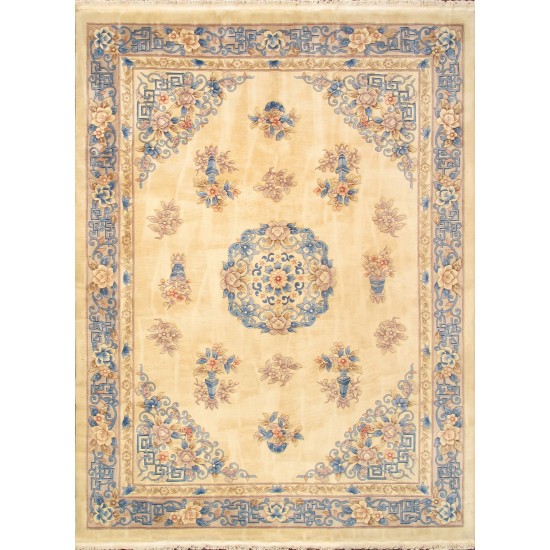 Pasargad Home Art Deco Collection Hand-Knotted Wool Area Rug- 8'10" X 11'10"