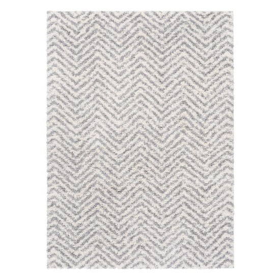 Surya Deluxe Shag Rug 5'3" X 7'3" - Medium Gray, Off-White