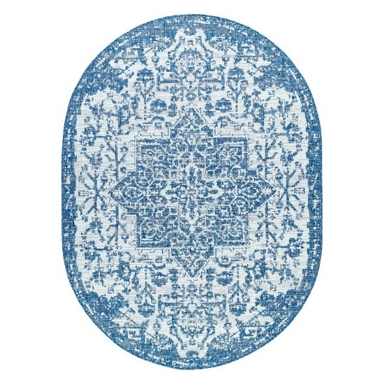 Surya Eagean Rug 5'3" X 7'3" Oval (Dark Blue & Denim)