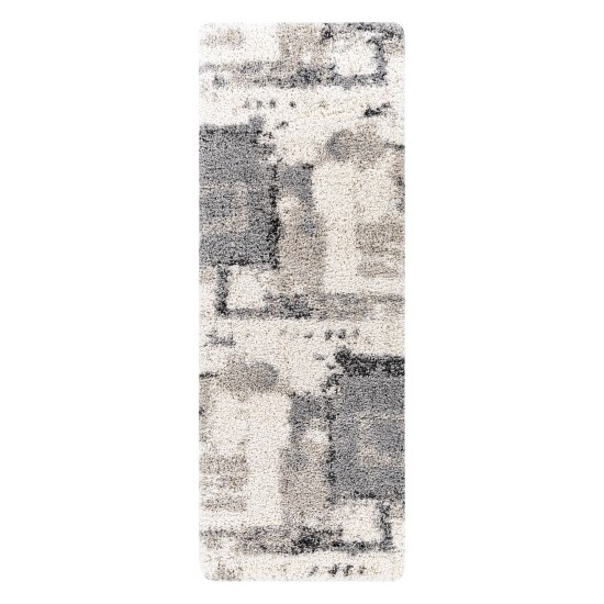 Surya Eskimo Shag Black & Light Gray Rug 2'7" X 7'3"